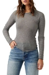Free People Be My Baby Long Sleeve Knit Top In Heather Grey