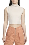 Nike Women's  Sportswear Collection Mock-neck Cropped Tank Top In Brown