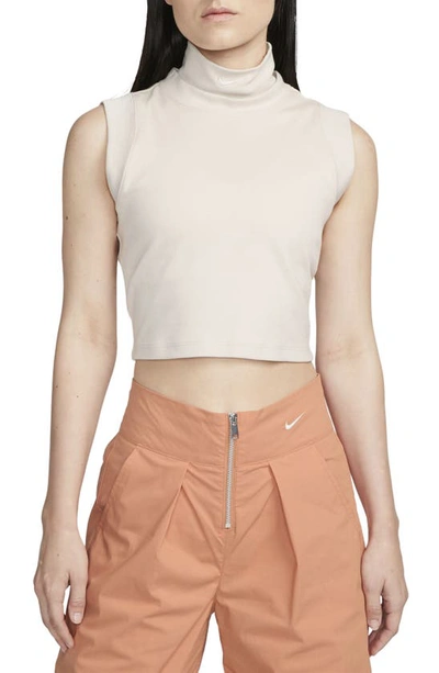 Nike Women's  Sportswear Collection Mock-neck Cropped Tank Top In Brown