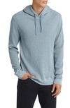 Vince Pima Cotton Mouliné Thermal Hoodie In High Sea Off White