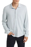 Vince Cotton Piqué Knit Button-up Shirt In Lake Blue