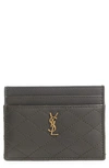 Saint Laurent Quilted Leather Card Case In Light Musk