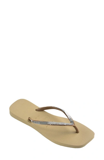 Havaianas Slim Sequin Flip-flop In Sand Grey