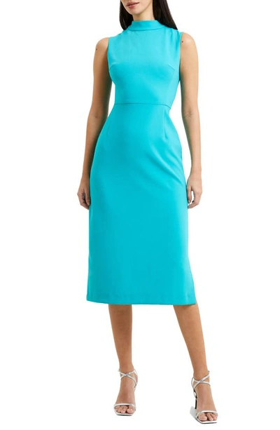 French Connection Echo Sleeveless Mock Neck Sheath Dress In Teal