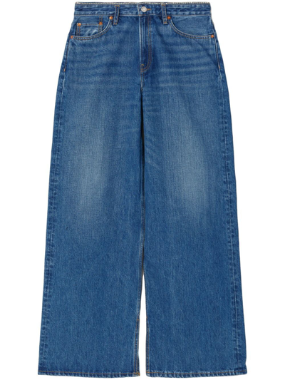 Re/done Low Rider High-rise Wide-leg Jeans In Blue