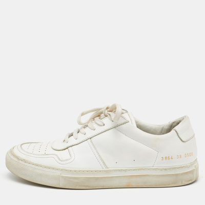 Pre-owned Common Projects White Leather Achilles Low Top Sneakers Size 38