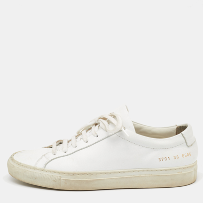 Pre-owned Common Projects White Leather Achilles Low Top Sneakers Size 38