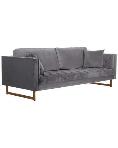 Armen Living Lenox Velvet Modern Sofa In Gray