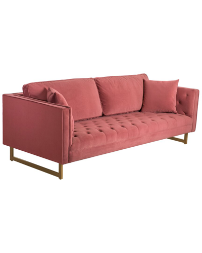 Armen Living Lenox Velvet Modern Sofa In Pink