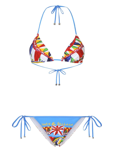 Dolce & Gabbana Bikini Mit Carretto-print In Multicolor