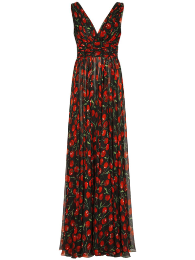 Dolce & Gabbana Kleid Mit Kirschen-print In Multicolore