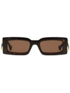 Gucci Logo-plaque Rectangle-frame Sunglasses In Braun