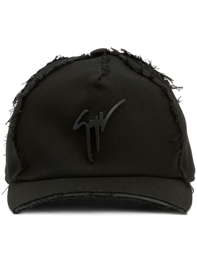 Giuseppe Zanotti Logo-plaque Rough-seamed Cap In Black