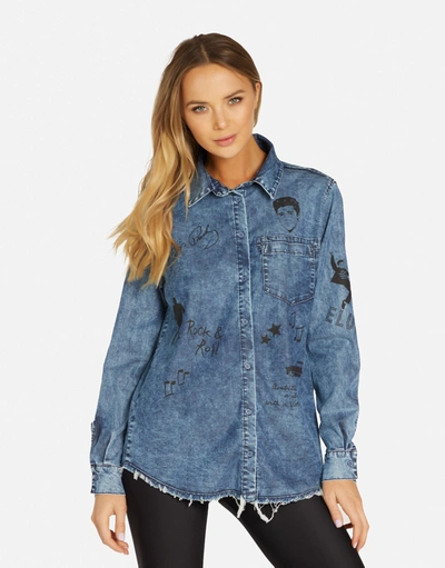 Lauren Moshi Sloane Elvis Presley Rock & Roll In Acid Denim