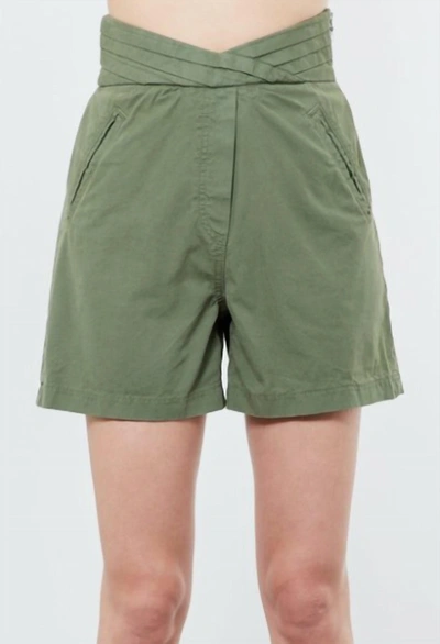 Rta Ellena Pleated Shorts In Military Green