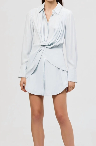 Acler Alma Silk Shirt Dress In Ice Blue