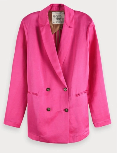 Scotch & Soda Single Breasted Relaxed Fit Blazer In Pink