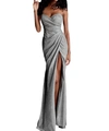 JOVANI STRAPLESS SWEETHEART NECKLINE DRESS IN SILVER