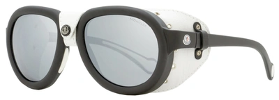 Moncler Men's Leather Trimmed Sunglasses Ml0090 02d Matte Black/white 55mm