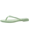 Steve Madden Abela Womens Faux Leather Toe Post Flip-flops In Green