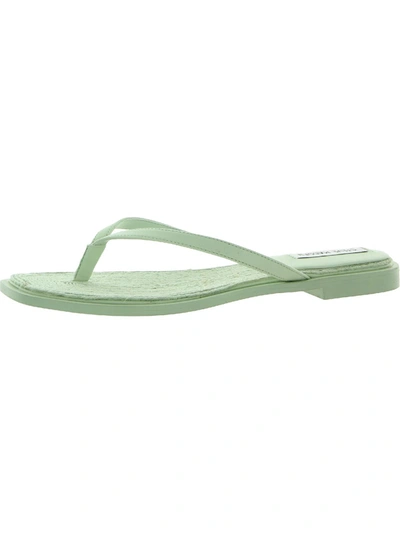 Steve Madden Abela Womens Faux Leather Toe Post Flip-flops In Green