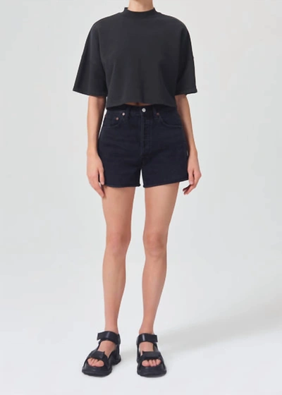 Agolde Five-pocket Denim Shorts In Black