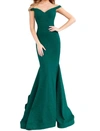 JOVANI SPARKLE GOWN WITH OFF SHOULDER LONG TRAIN IN GREEN