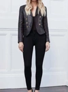 L Agence Sorel Leather Double Breasted Blazer In Black