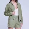 L AGENCE CELINE LINEN JACKET IN SOFT ARMY