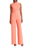 Black Halo Corrine Draped Bodice Wide Leg Jumpsuit In Candied Coral