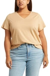 Madewell Whisper Cotton V-neck T-shirt In Earthen Sand