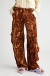 Collina Strada Printed Wide Leg Cargo Pants In Bark