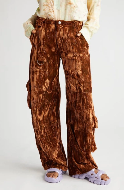 Collina Strada Printed Wide Leg Cargo Pants In Brown