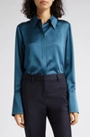 Twp Object Of Affection Silk Shirt In Deep Teal