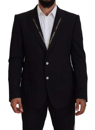 Dolce & Gabbana Black Wool Stretch Slim Fit Jacket Blazer