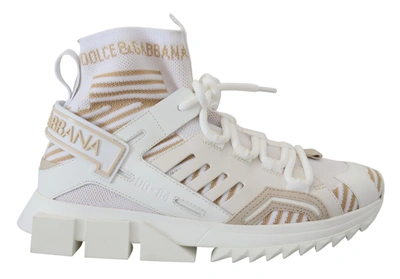 Dolce & Gabbana White Beige Sorrento Trainers Shoes