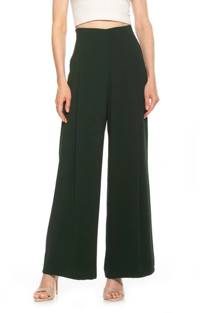 Alexia Admor Elia High Waist Pleat Wide Leg Pants In Emerald