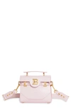 Balmain B-buzz 23 Monogram Leather Top Handle Bag In 4ak Pale Pink