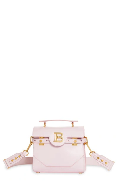 Balmain B-buzz 23 Monogram Leather Top Handle Bag In 4ak Pale Pink