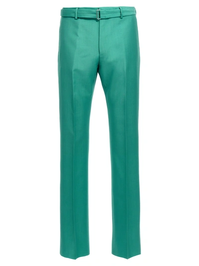 Lanvin Belted Straight-leg Trousers In Green