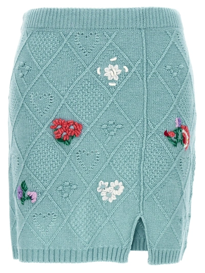 Twinset Embroidery Skirt In Light Blue