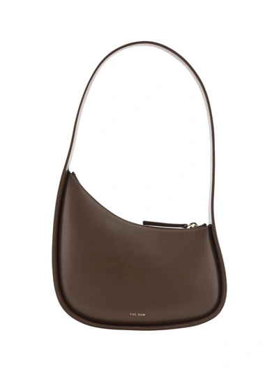 The Row Half Moon Leather Shoulder Bag In Stone