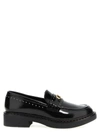 TWINSET LOGO LEATHER LOAFERS BLACK
