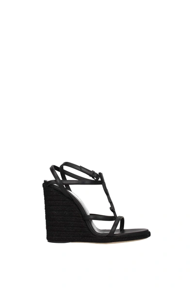 Saint Laurent Wedges Cassandra Leather Black