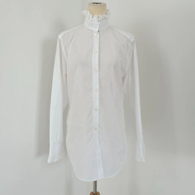 Pre-owned Dolce & Gabbana White Cotton Short With Ruffle Detail On Collar And Cuffs