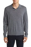 VINCE JOHNNY COLLAR LONG SLEEVE WOOL POLO