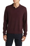 VINCE JOHNNY COLLAR LONG SLEEVE WOOL POLO