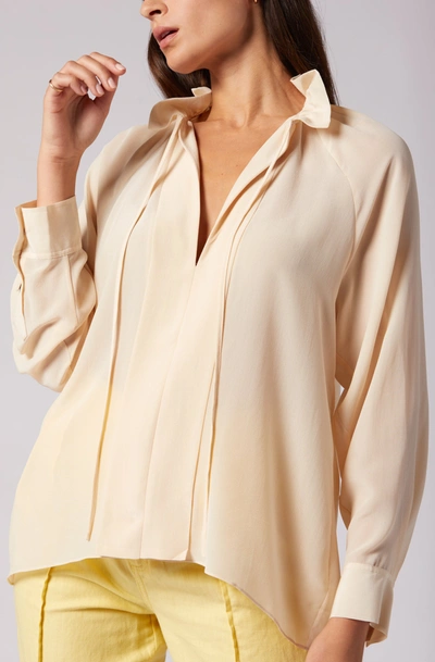 Joie Daisy Long Sleeve Silk Top In White