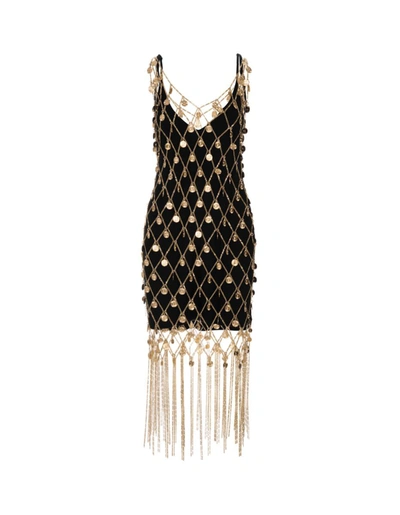 Paco Rabanne Mini Dress With Metallic Gold Mesh In Black