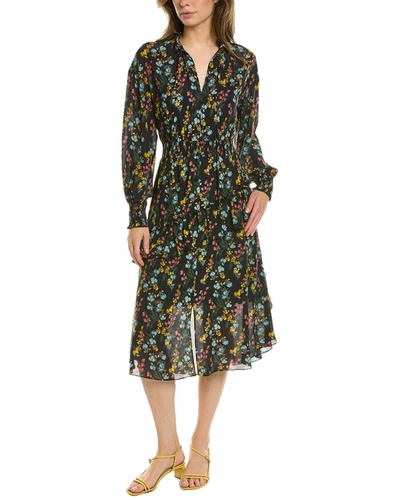 Marchesa Notte Floral Midi Dress In Black